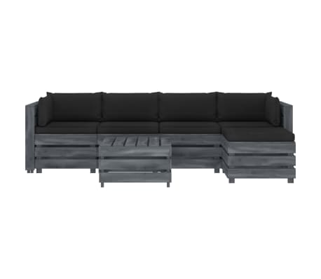 vidaXL Sodo komplektas i&scaron; palečių su pagalvėmis, 6 dalių, mediena