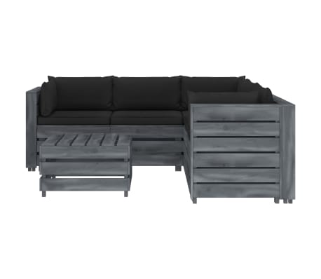 vidaXL Poilsio komplektas i&scaron; palečių su pagalvėmis, 6 dalių, mediena