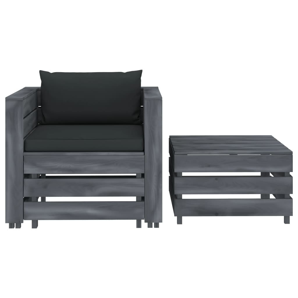 

vidaXL 2-delige Loungeset met antracietkleurige kussens hout