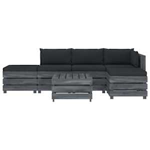 vidaXL Poilsio komplektas i&scaron; palečių su pagalvėmis, 6 dalių, mediena