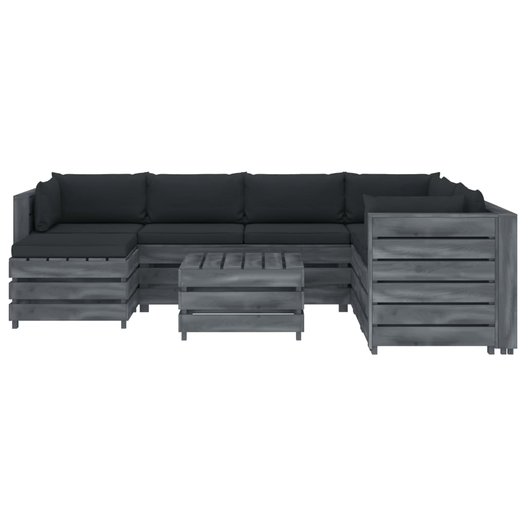 

vidaXL 8-delige Loungeset met antracietkleurige kussens pallet hout