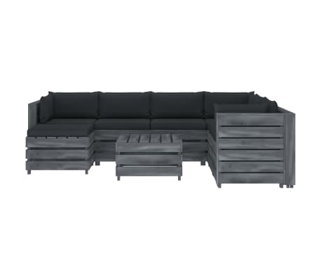 vidaXL Poilsio komplektas i&scaron; palečių su pagalvėmis, 8 dalių, mediena