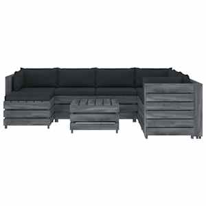 vidaXL Poilsio komplektas i&scaron; palečių su pagalvėmis, 8 dalių, mediena