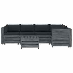 vidaXL Poilsio komplektas i&scaron; palečių su pagalvėmis, 6 dalių, mediena