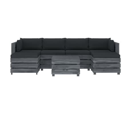 vidaXL Poilsio komplektas i&scaron; palečių su pagalvėmis, 7 dalių, mediena