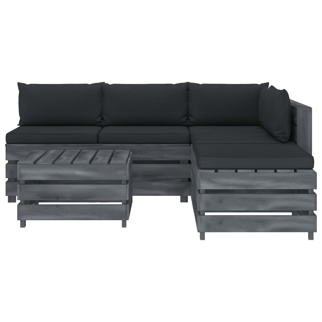 

vidaXL 6-delige Loungeset met antracietkleurige kussens pallet hout