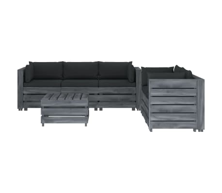 vidaXL Poilsio komplektas i&scaron; palečių su pagalvėmis, 6 dalių, mediena