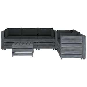 vidaXL Poilsio komplektas i&scaron; palečių su pagalvėmis, 6 dalių, mediena