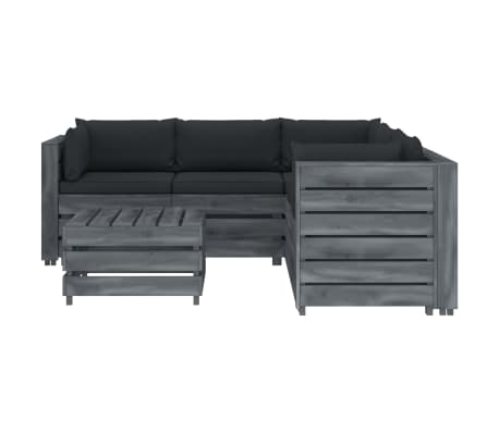 vidaXL Poilsio komplektas i&scaron; palečių su pagalvėmis, 6 dalių, mediena