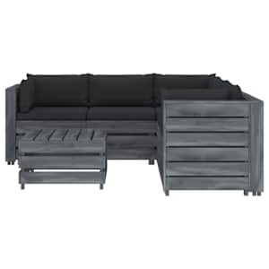 vidaXL Poilsio komplektas i&scaron; palečių su pagalvėmis, 6 dalių, mediena