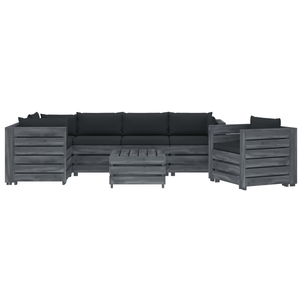 

vidaXL 7-delige Loungeset met antracietkleurige kussens pallet hout