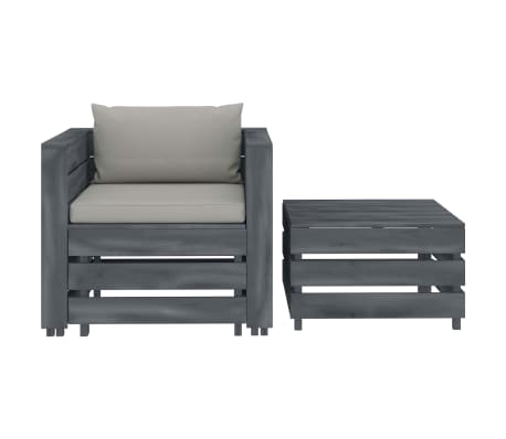 vidaXL Poilsio komplektas su taupe pagalvėlėmis, 2 dalių, mediena