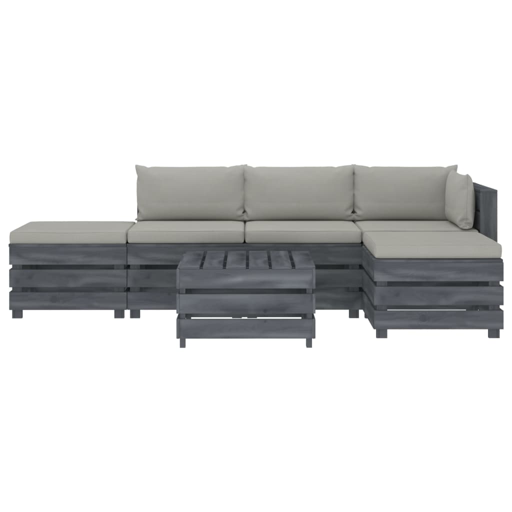 

vidaXL 6-delige Loungeset met taupe kussens pallet hout