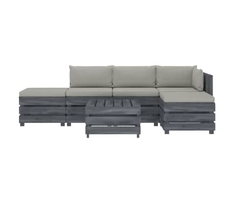 vidaXL Poilsio komplektas i&scaron; palečių su pagalvėmis, 6 dalių, mediena