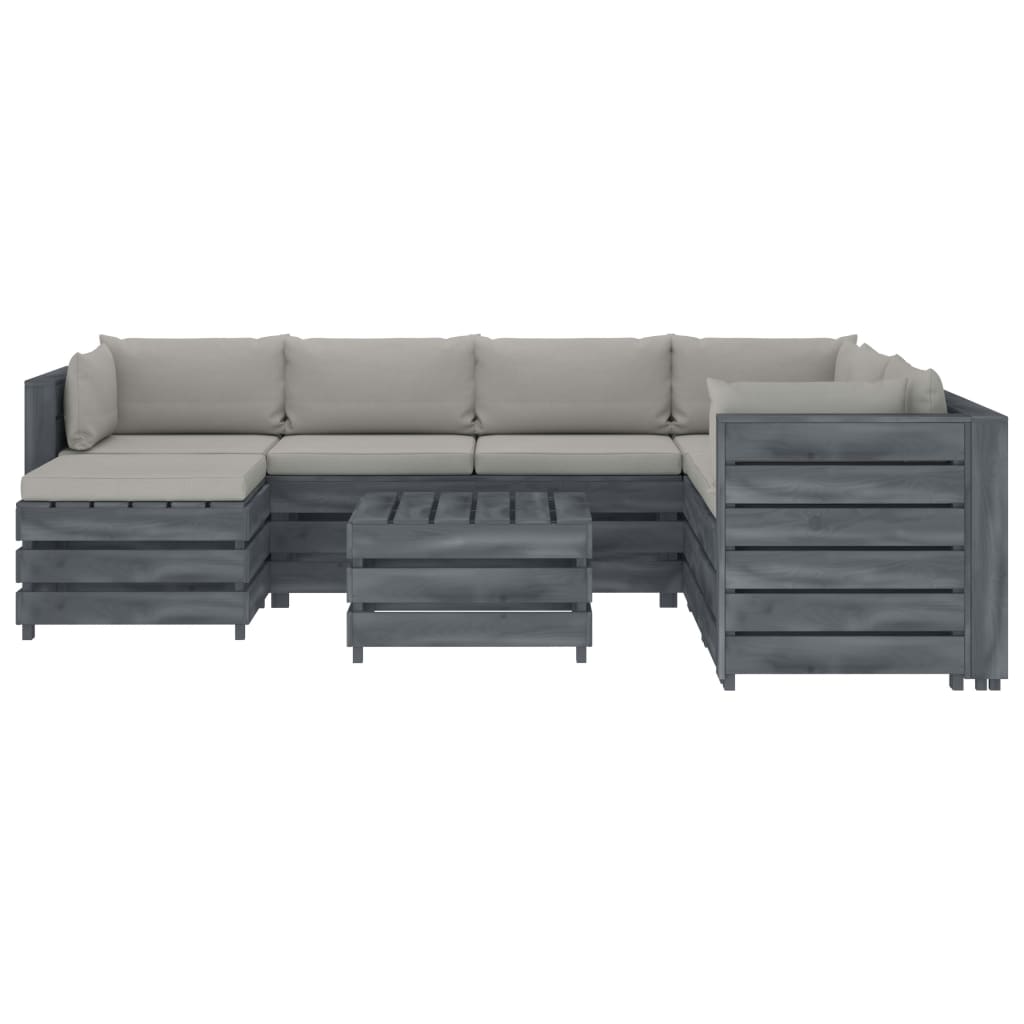 

vidaXL 8-delige Loungeset met taupe kussens pallet hout