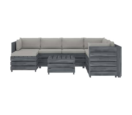 vidaXL Poilsio komplektas i&scaron; palečių su pagalvėmis, 8 dalių, mediena