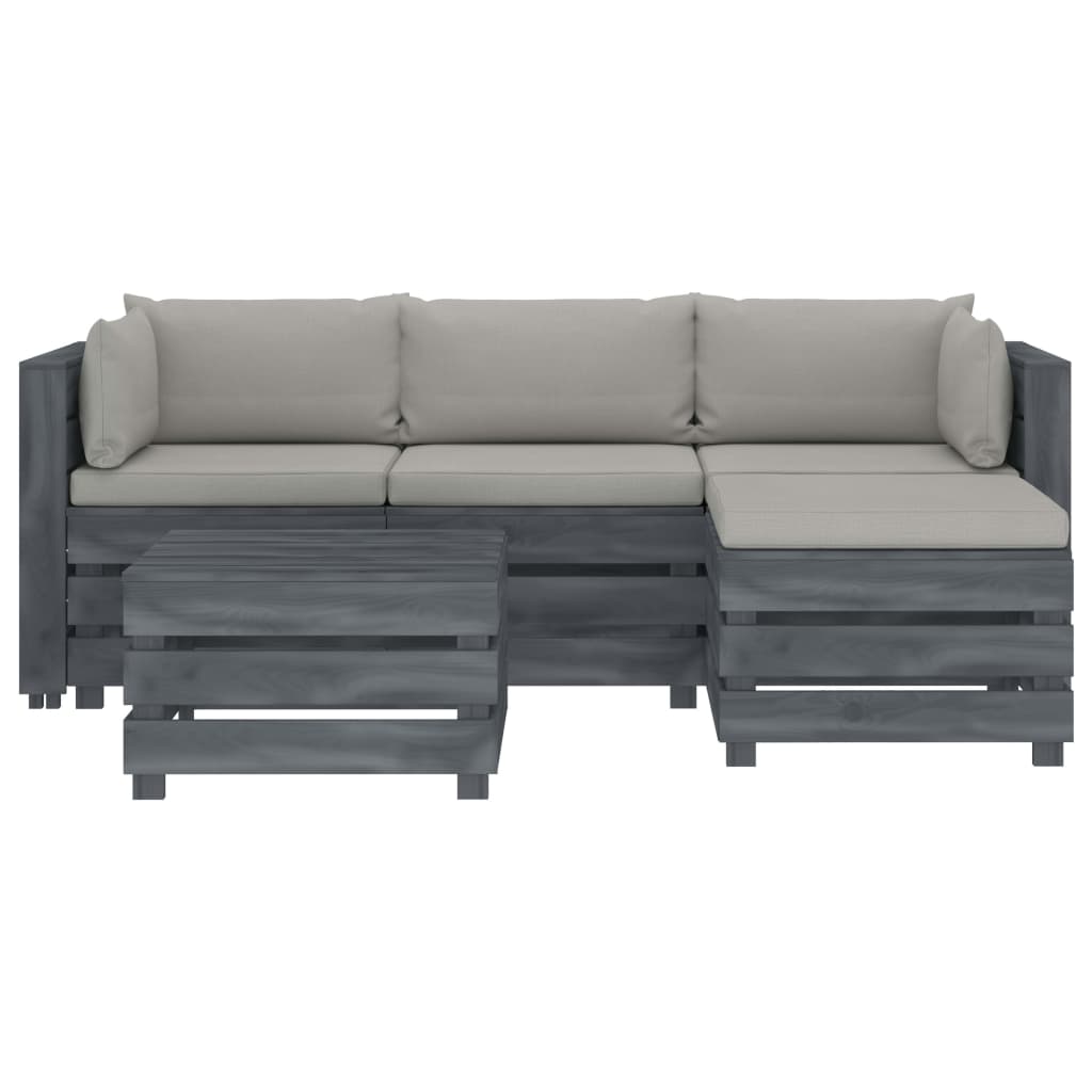 

vidaXL 5-delige Loungeset met taupe kussens pallet hout
