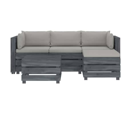 vidaXL Poilsio komplektas i&scaron; palečių su pagalvėmis, 5 dalių, mediena