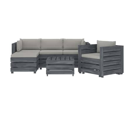 vidaXL Poilsio komplektas i&scaron; palečių su pagalvėmis, 6 dalių, mediena