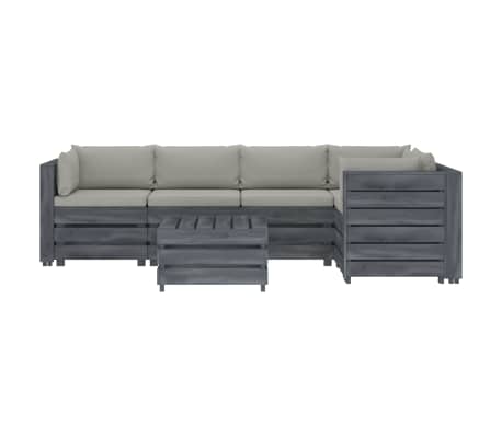 vidaXL Poilsio komplektas i&scaron; palečių su pagalvėmis, 6 dalių, mediena