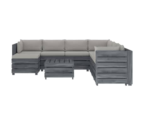 vidaXL Poilsio komplektas i&scaron; palečių su pagalvėmis, 9 dalių, mediena