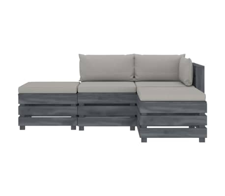 vidaXL Poilsio komplektas i&scaron; palečių su pagalvėmis, 4 dalių, mediena