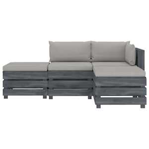 vidaXL Poilsio komplektas i&scaron; palečių su pagalvėmis, 4 dalių, mediena