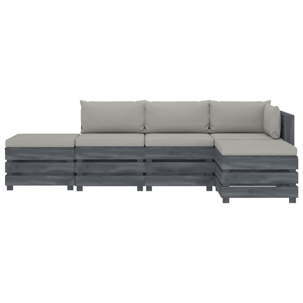 

vidaXL 5-delige Loungeset met taupe kussens pallet hout