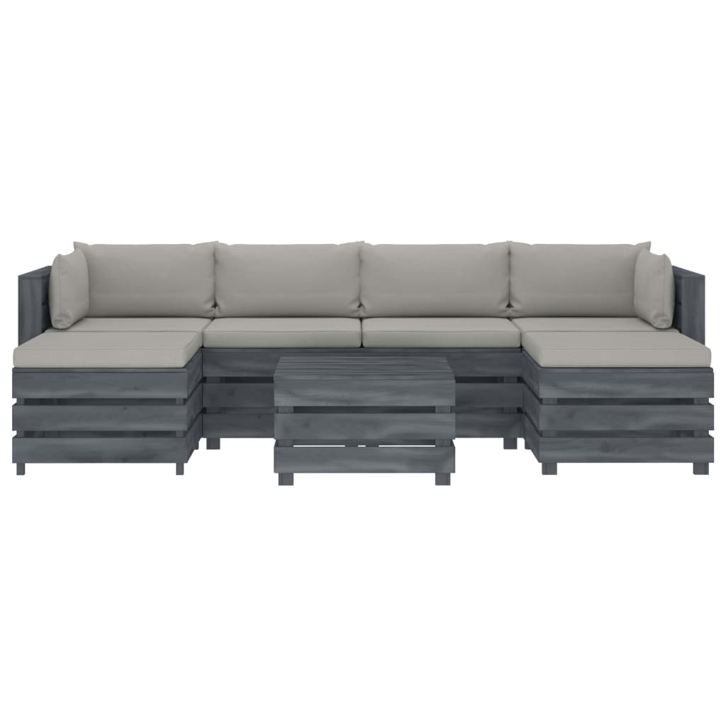 

vidaXL 7-delige Loungeset met taupe kussens pallet hout