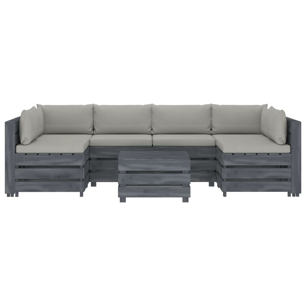 

vidaXL 7-delige Loungeset met taupe kussens pallet hout