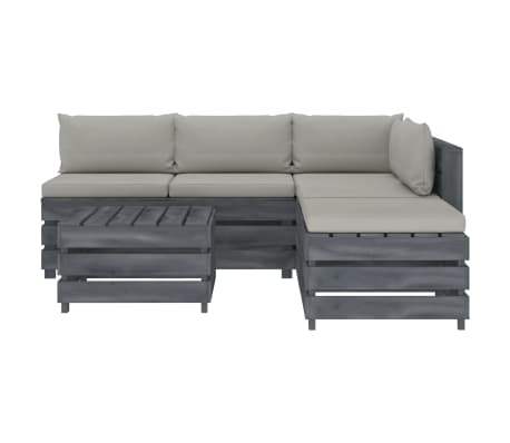 vidaXL Poilsio komplektas i&scaron; palečių su pagalvėmis, 6 dalių, mediena