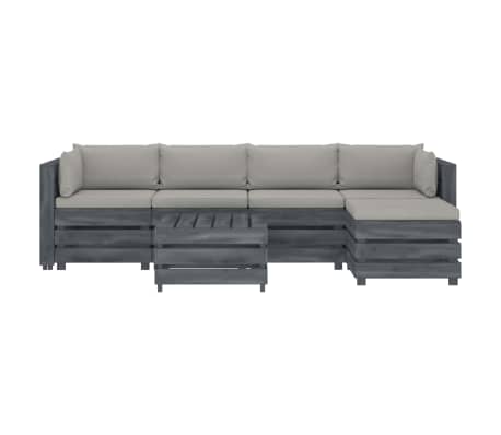 vidaXL Poilsio komplektas i&scaron; palečių su pagalvėmis, 6 dalių, mediena