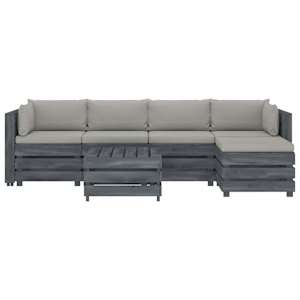 vidaXL Poilsio komplektas i&scaron; palečių su pagalvėmis, 6 dalių, mediena