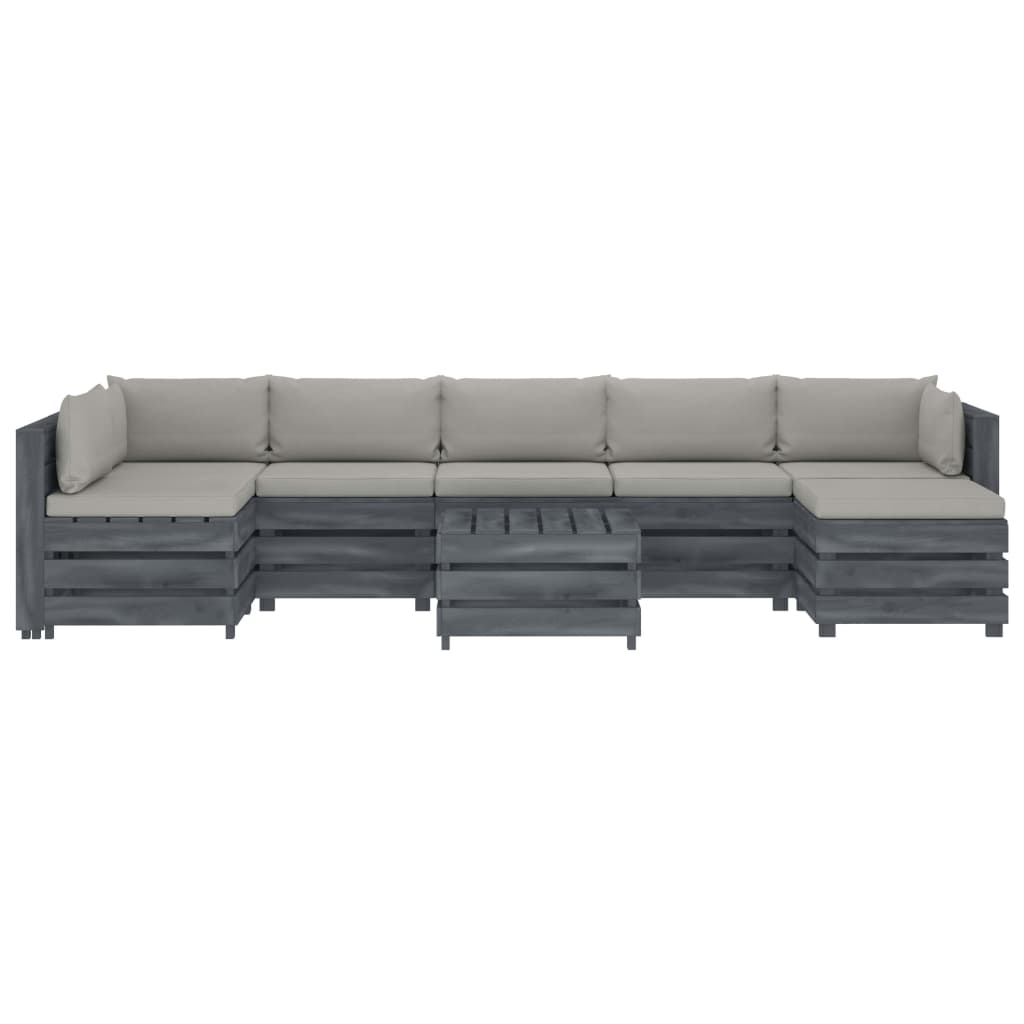 

vidaXL 8-delige Loungeset met taupe kussens pallet hout