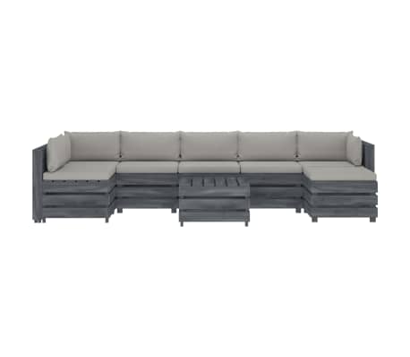 vidaXL Poilsio komplektas i&scaron; palečių su pagalvėmis, 8 dalių, mediena