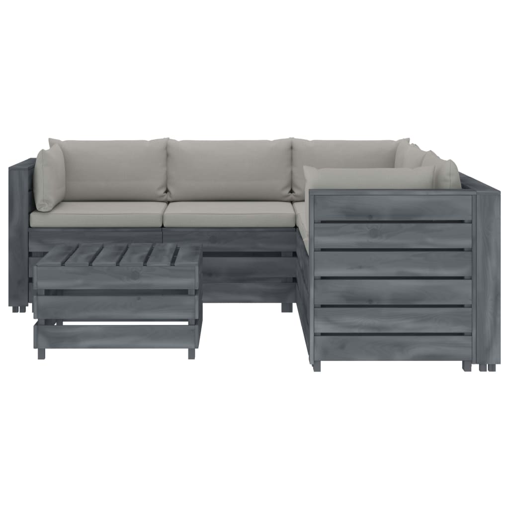 

vidaXL 6-delige Loungeset met taupe kussens pallet hout