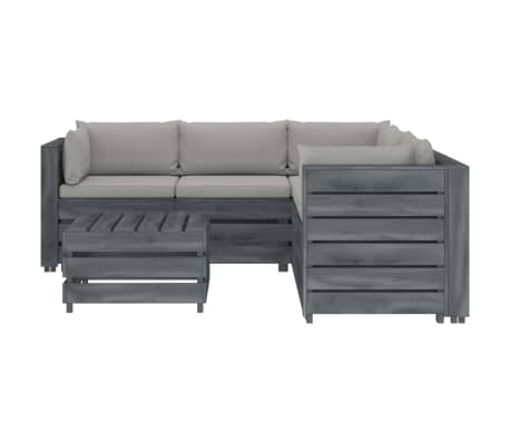 vidaXL Poilsio komplektas i&scaron; palečių su pagalvėmis, 6 dalių, mediena