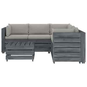 vidaXL Poilsio komplektas i&scaron; palečių su pagalvėmis, 6 dalių, mediena