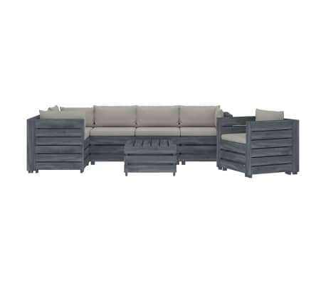 vidaXL Poilsio komplektas i&scaron; palečių su pagalvėmis, 7 dalių, mediena