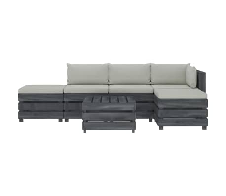 vidaXL Poilsio komplektas i&scaron; palečių su pagalvėmis, 6 dalių, mediena