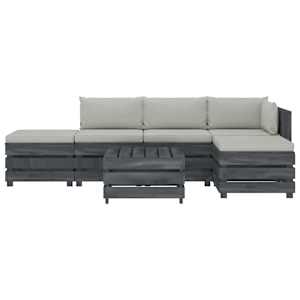 vidaXL Poilsio komplektas i&scaron; palečių su pagalvėmis, 6 dalių, mediena