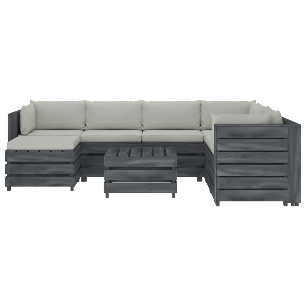 

vidaXL 8-delige Loungeset met beige kussens pallet hout