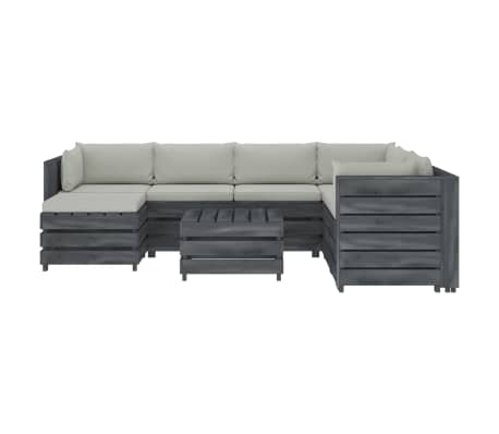 vidaXL Poilsio komplektas i&scaron; palečių su pagalvėmis, 8 dalių, mediena