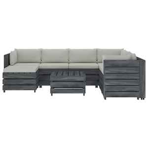 vidaXL Poilsio komplektas i&scaron; palečių su pagalvėmis, 8 dalių, mediena