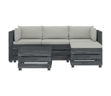 vidaXL Poilsio komplektas i&scaron; palečių su pagalvėmis, 5 dalių, mediena