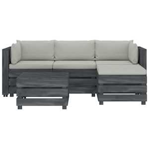 vidaXL Poilsio komplektas i&scaron; palečių su pagalvėmis, 5 dalių, mediena