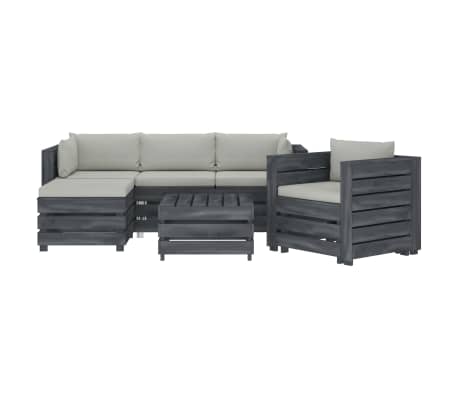 vidaXL Poilsio komplektas i&scaron; palečių su pagalvėmis, 6 dalių, mediena