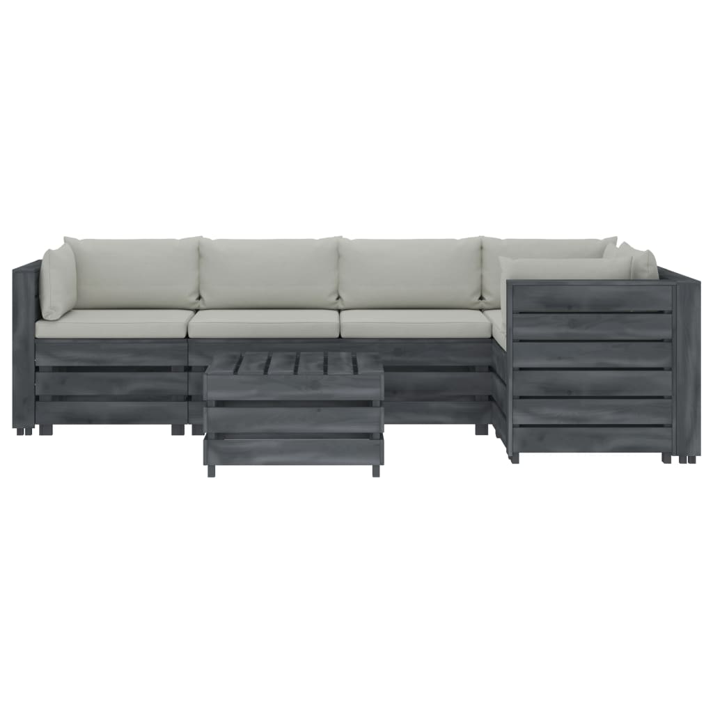 

vidaXL 6-delige Loungeset met beigekleurige kussens pallet hout