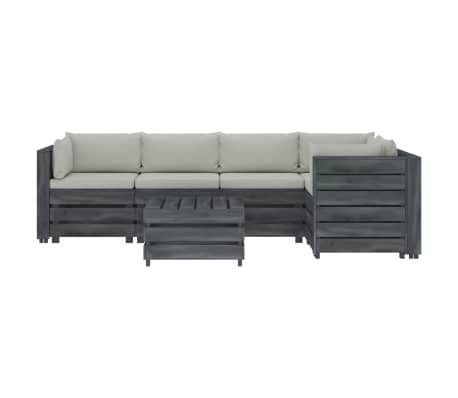 vidaXL Poilsio komplektas i&scaron; palečių su pagalvėmis, 6 dalių, mediena