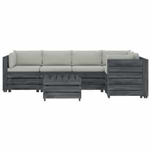 vidaXL Poilsio komplektas i&scaron; palečių su pagalvėmis, 6 dalių, mediena